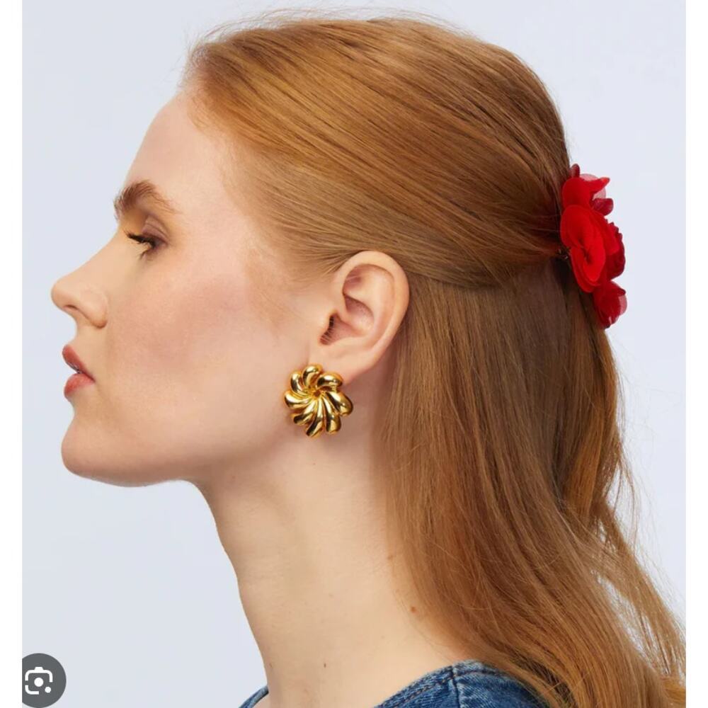 Lele Sadoughi Pinwheel 14K Gold-Plated Button Earrings - Picture 3 of 6